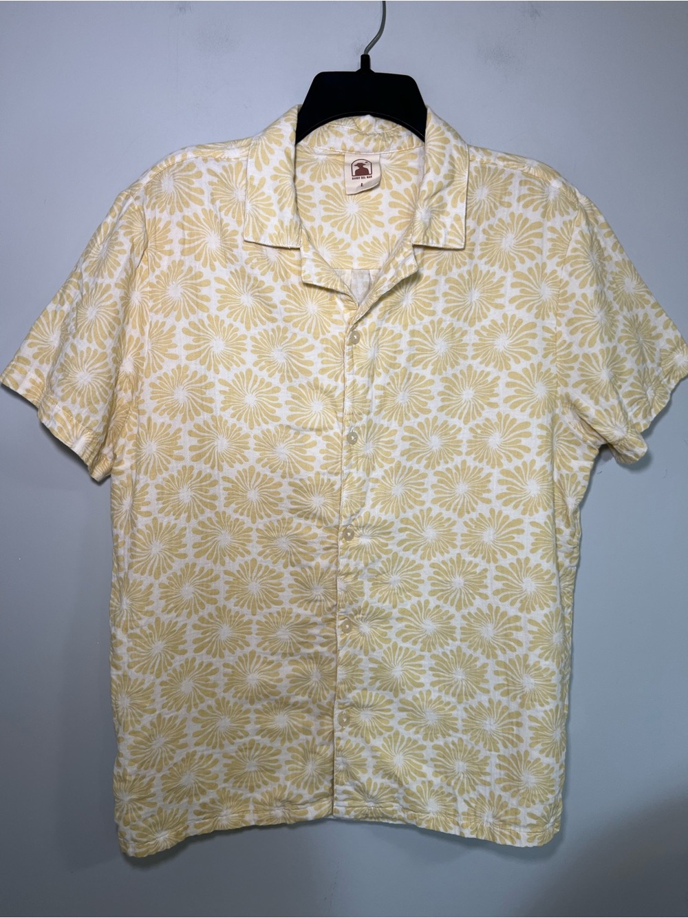 Dandy Del Mar Men’s Yellow Floral Short Sleeve Button Down Size L